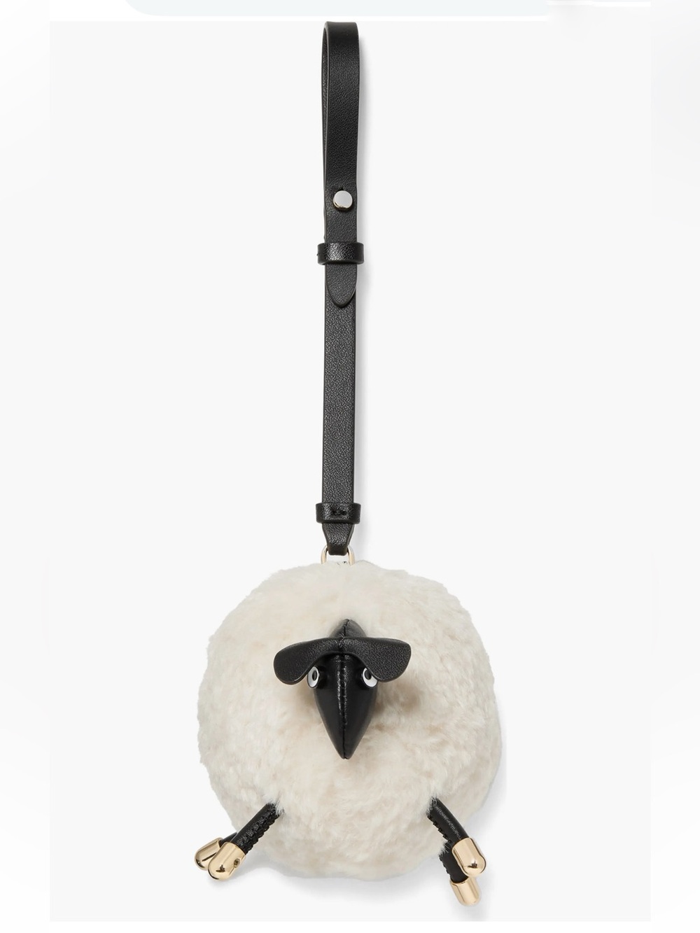Kate Spade New York Faux Shearling Sheep Bag Charm Tag Black Cream